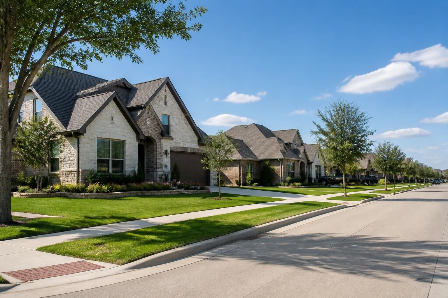 Grand Prairie suburb with clean homes and crisp rooflines