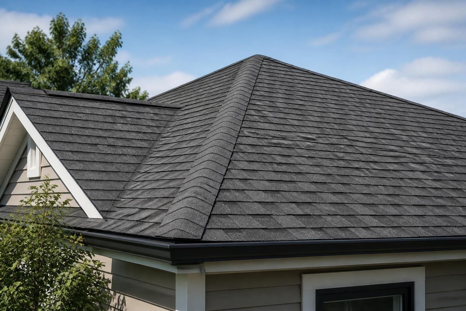 Clean residential roofline prepared for inspection