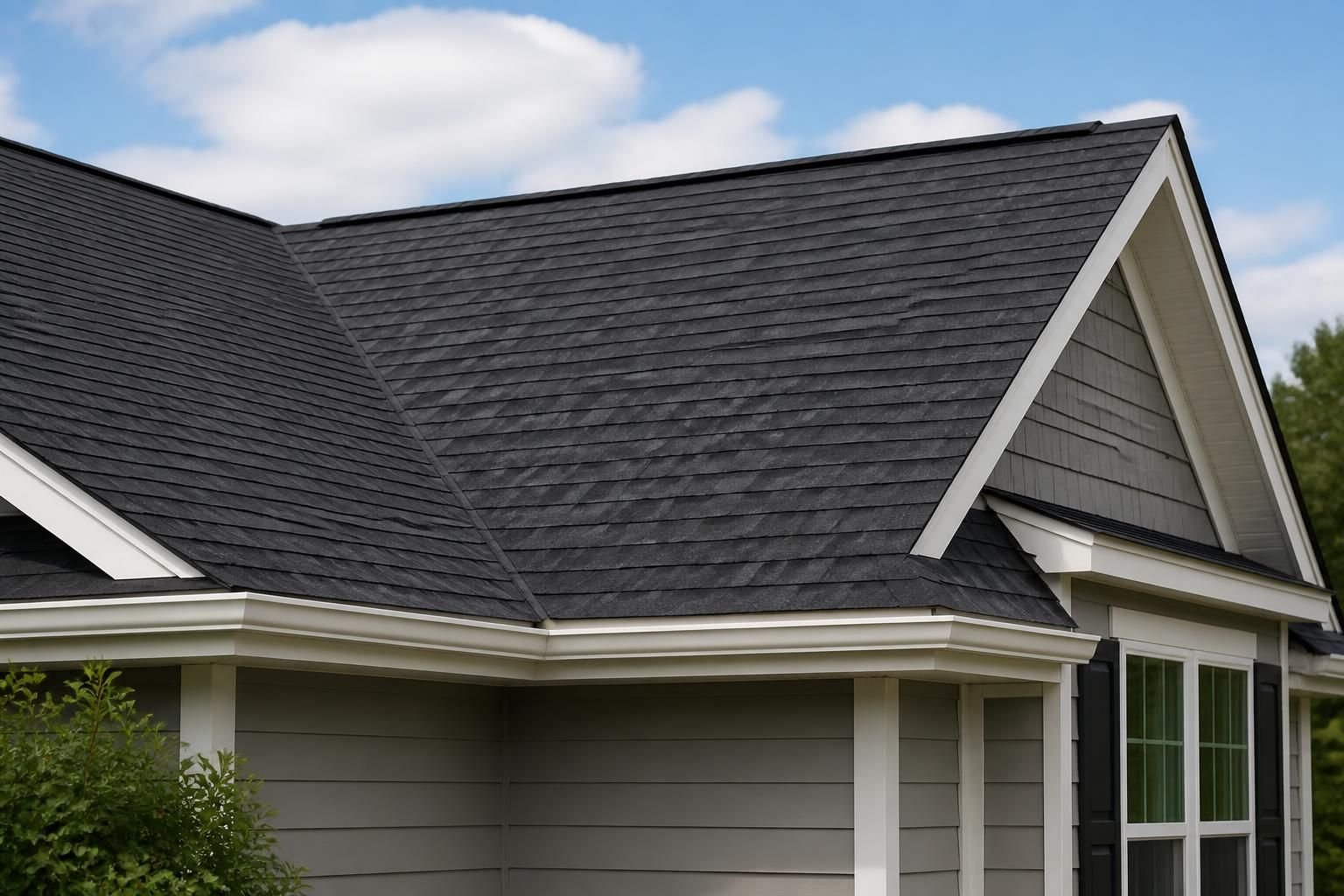 Newly installed roof with clean finished edges