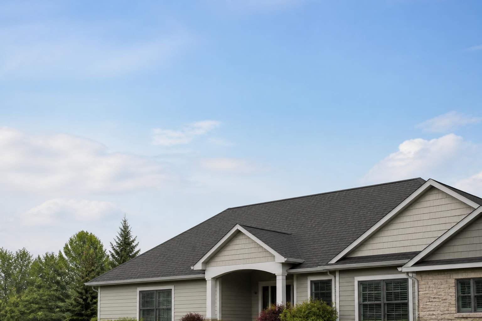 Completed roof with open sky space for website call to action